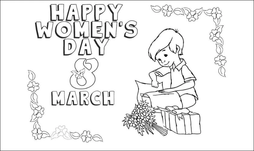 99+ tranh tô màu 8/3 cho trẻ mầm non miễn phí