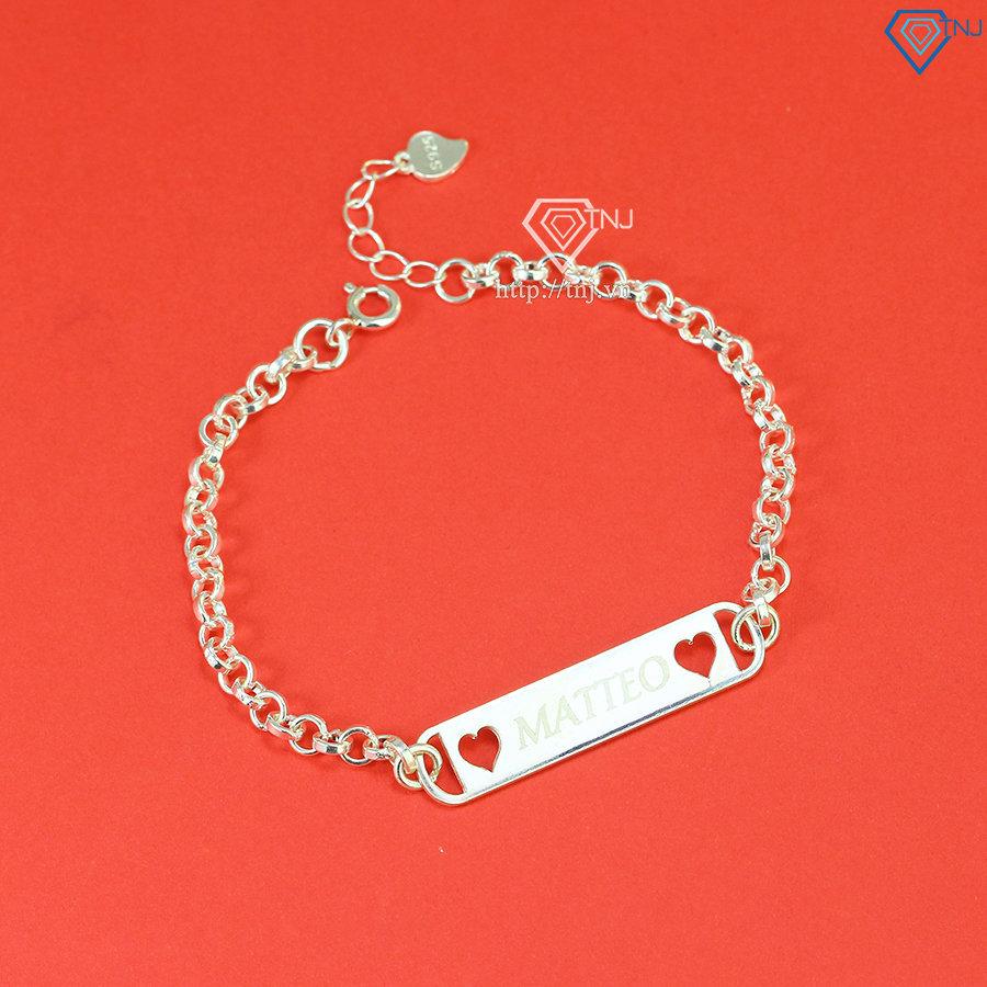 Lắc bạc cho bé hình trái tim khắc tên theo yêu cầu LTT0139